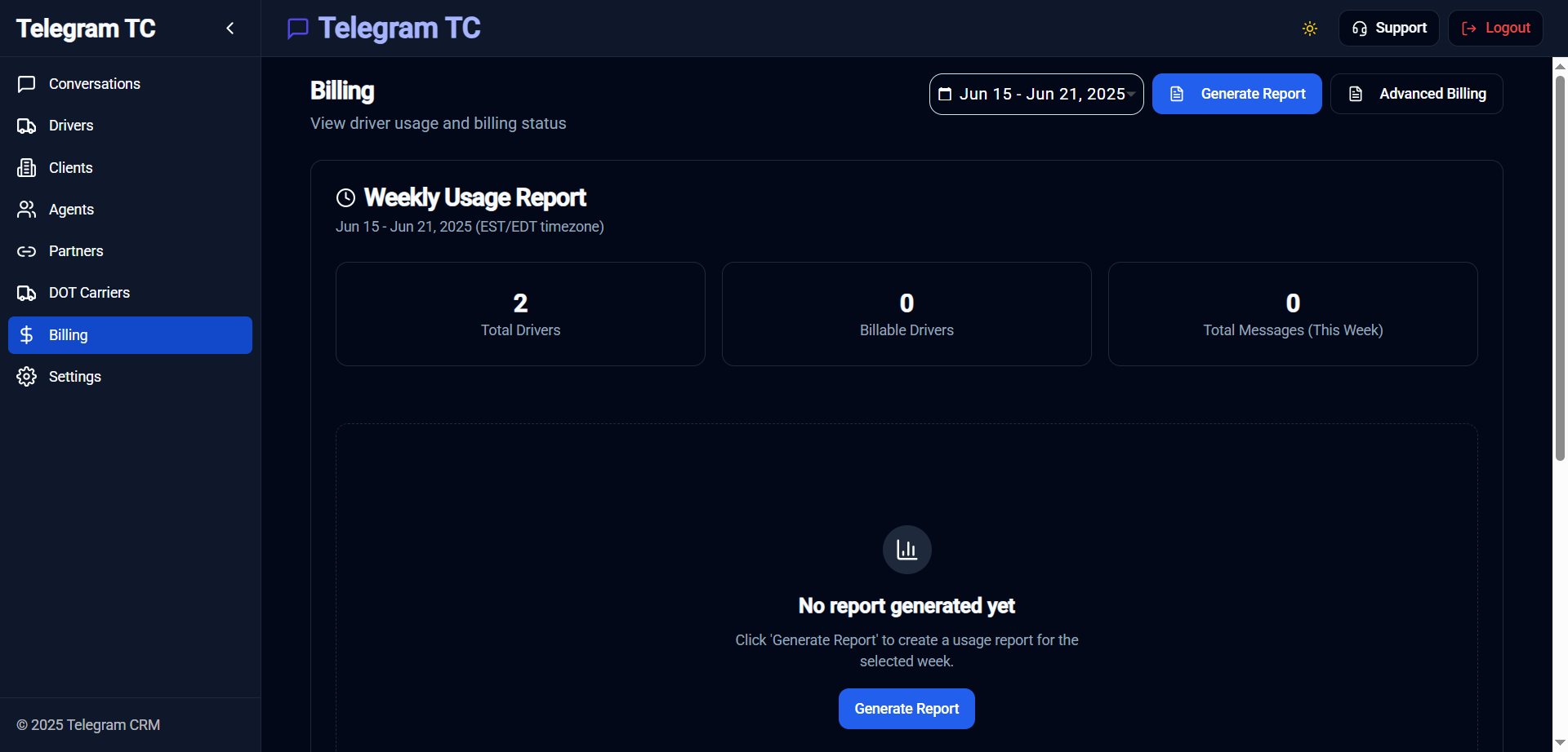 Telegram CRM Billing