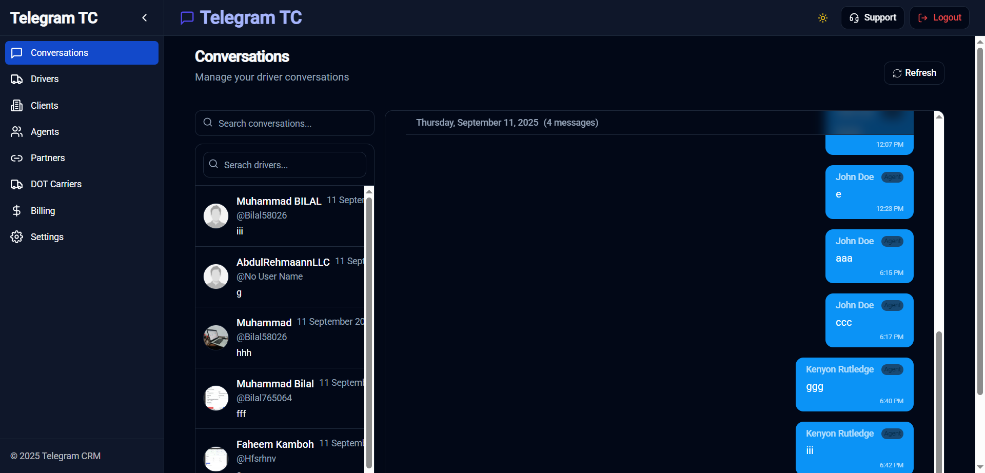Telegram CRM Conversation
